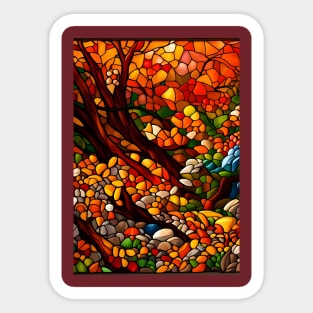 Stained Glass Autumn Foliage Sticker